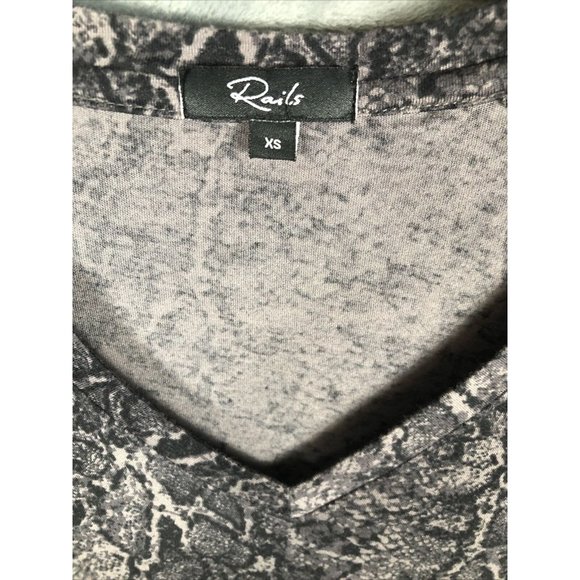 Rails EMILIA Snake Skin Print Woman’s Long Sleeve Top Charcoal Gray Sz XS - Picture 3 of 16
